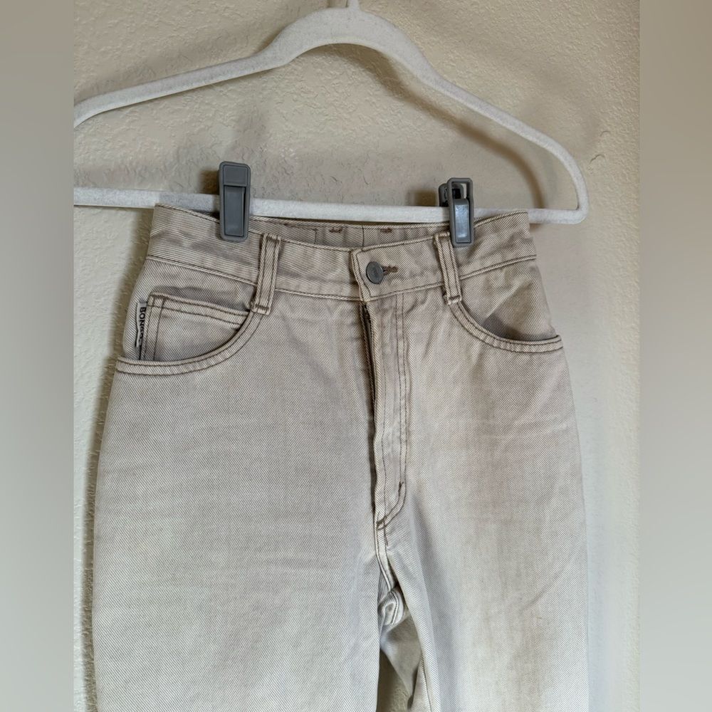 Vintage BONGO High Waisted Mom Jeans Sz‎ 0 Cream Tan Contrast Stitch Western - Picture 5 of 11